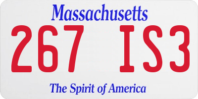 MA license plate 267IS3