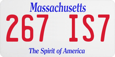 MA license plate 267IS7
