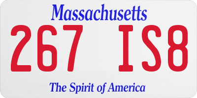 MA license plate 267IS8