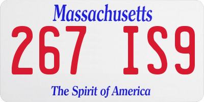 MA license plate 267IS9