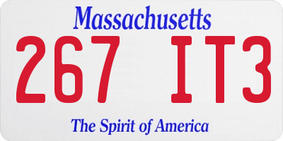 MA license plate 267IT3