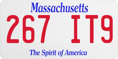MA license plate 267IT9