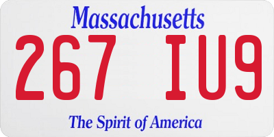 MA license plate 267IU9