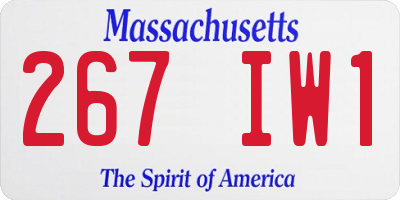 MA license plate 267IW1