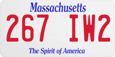MA license plate 267IW2