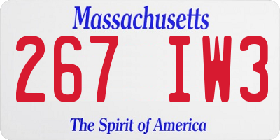 MA license plate 267IW3