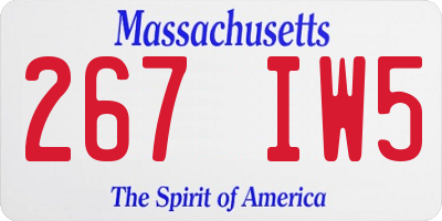 MA license plate 267IW5