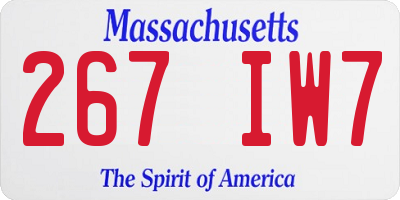 MA license plate 267IW7