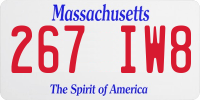 MA license plate 267IW8