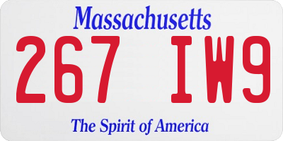 MA license plate 267IW9