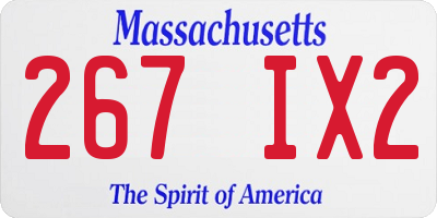 MA license plate 267IX2