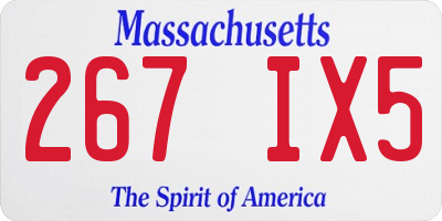 MA license plate 267IX5
