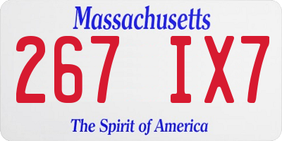 MA license plate 267IX7