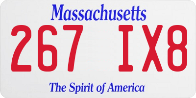 MA license plate 267IX8