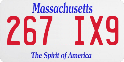 MA license plate 267IX9