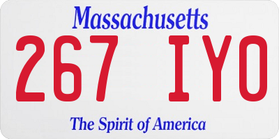MA license plate 267IY0