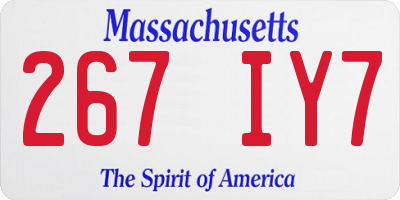 MA license plate 267IY7
