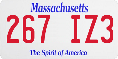 MA license plate 267IZ3