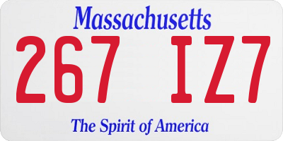 MA license plate 267IZ7