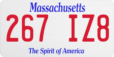 MA license plate 267IZ8