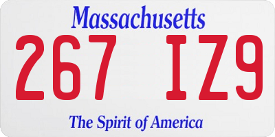 MA license plate 267IZ9