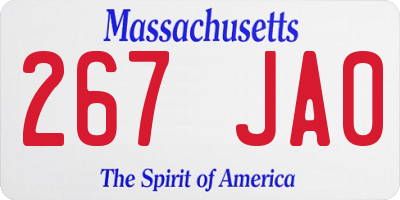 MA license plate 267JA0