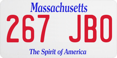 MA license plate 267JB0