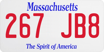 MA license plate 267JB8