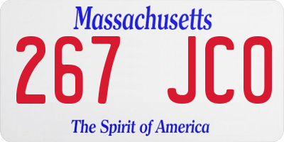 MA license plate 267JC0