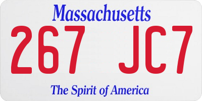 MA license plate 267JC7