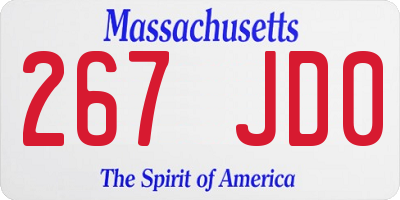 MA license plate 267JD0