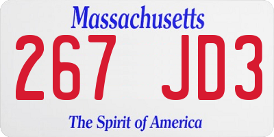MA license plate 267JD3