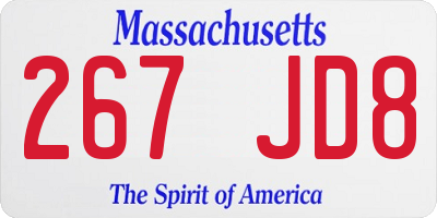 MA license plate 267JD8