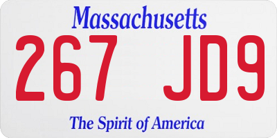MA license plate 267JD9