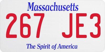MA license plate 267JE3