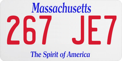 MA license plate 267JE7