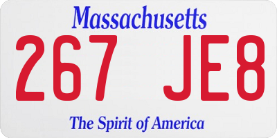 MA license plate 267JE8