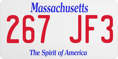 MA license plate 267JF3