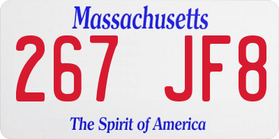 MA license plate 267JF8
