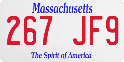 MA license plate 267JF9