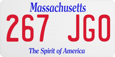 MA license plate 267JG0