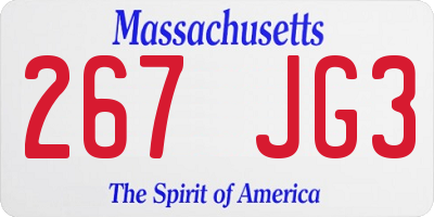 MA license plate 267JG3