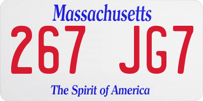 MA license plate 267JG7