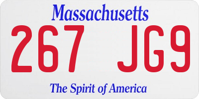 MA license plate 267JG9