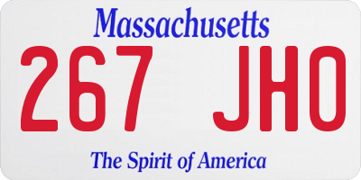 MA license plate 267JH0