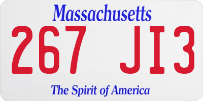 MA license plate 267JI3