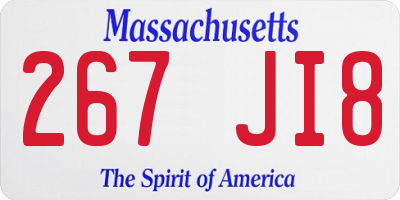 MA license plate 267JI8