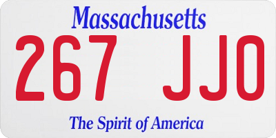 MA license plate 267JJ0