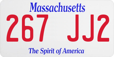 MA license plate 267JJ2
