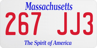 MA license plate 267JJ3